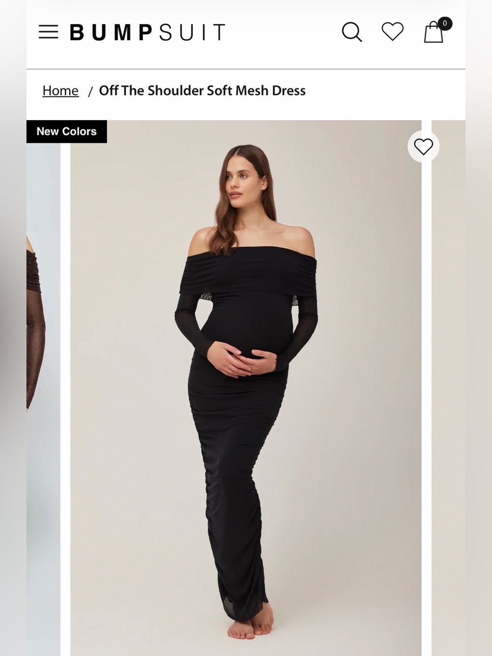Bumpsuit Off-the-Shoulder Soft Mesh Dress, Maternity, Medium
